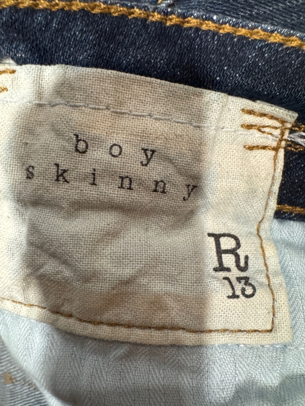 R13 Women's Distressed Vintage Blue Boy Skinny Jeans - Picture 7 of 9